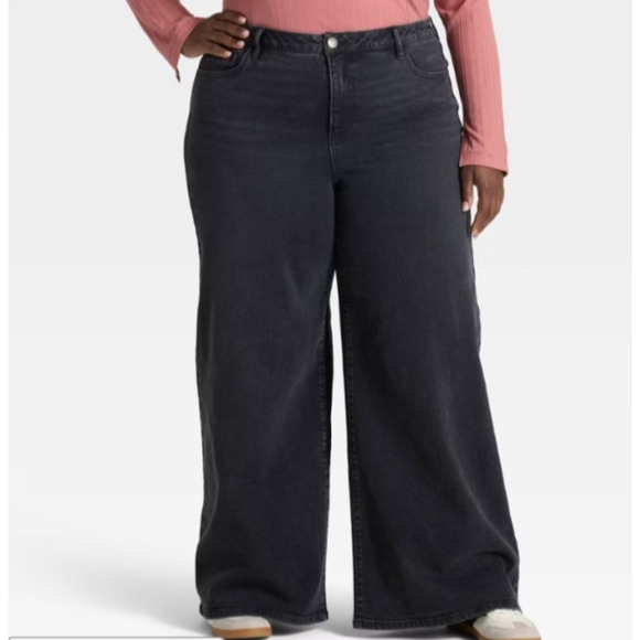 Ava & Viv Pants - Womens Wide Leg Stretch Jeans Blue 22 High Rise